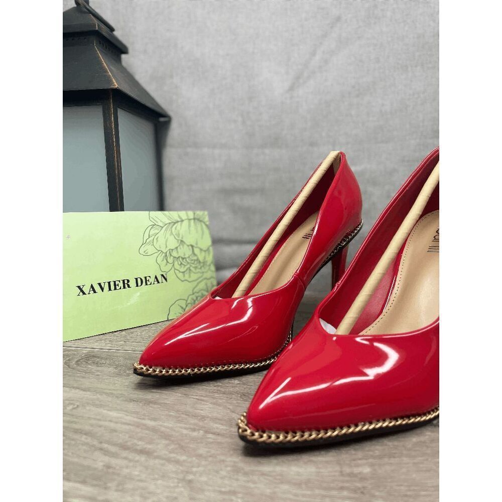 Bar III Women's Binsa Ball-Chain Pumps - Red Patent 7M